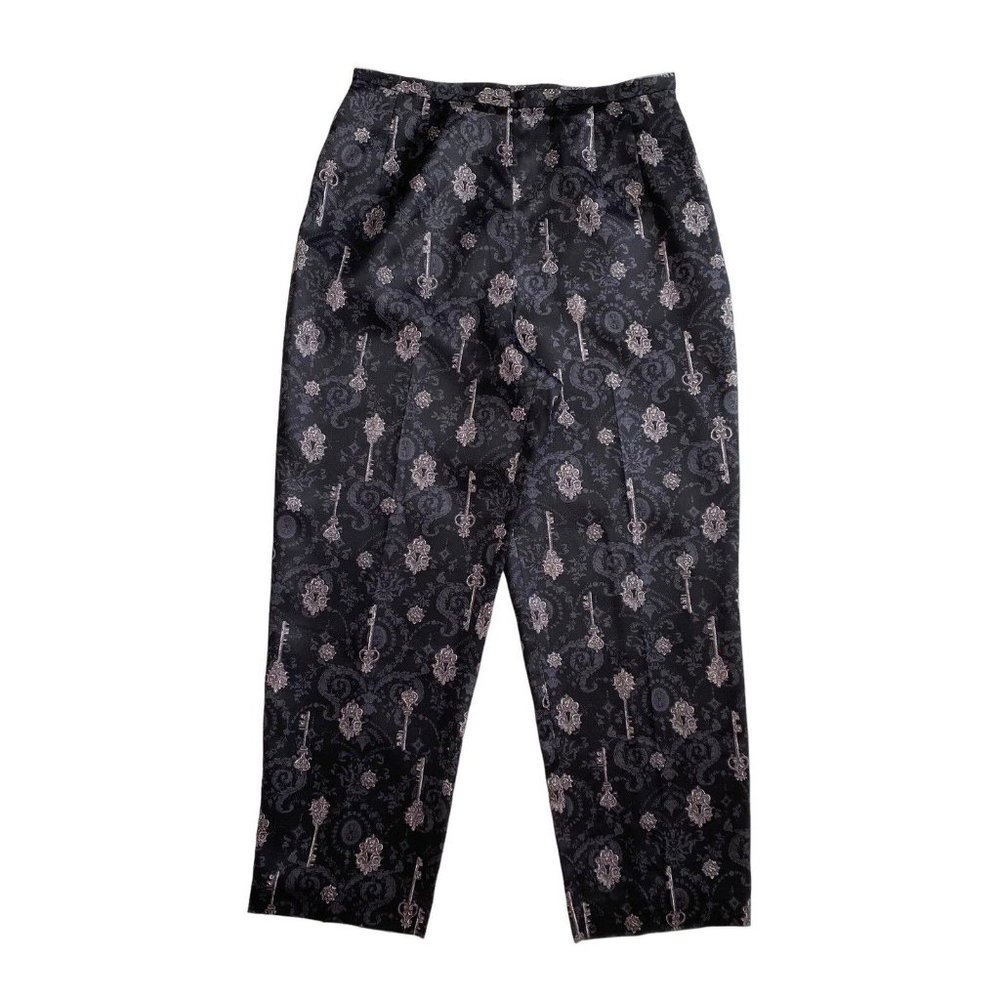 Talbots Women's 10 Petites Pants Silk Wool Key Graphic Straight Leg Lined W/ Zip
